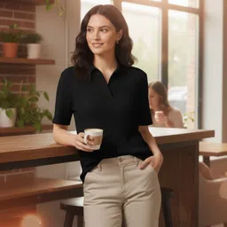leriya fashion Women Regular Fit Self Design Spread Collar Casual Shirt image 4
