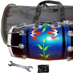 ram musical Blue dholak flower with full tool kit Nut & Bolts Dholak-picture-17