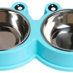 foodie puppies Detachable Premium Stainless Steel Double Bowl for Dog and Cat (Frog Face Bowl) Stainless Steel, Plastic Pet Bowl-picture-10