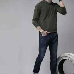 roadster Men Full Sleeve Solid Hooded Sweatshirt image 3