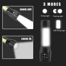 99drops Mini Rechargeable Pocket Light Zoom COB USB Charging Led Water Proof TorchA 1 hrs Torch Emergency Light image 2