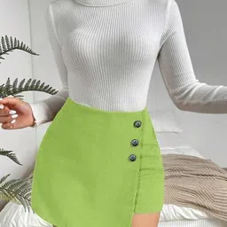 drbrnd Self Design Women Reversible Light Green Casual Shorts image 3