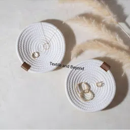 Textile and Beyond White & Brown 2 Pieces Jute Tote Basket image 2