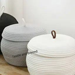 Textile and Beyond Black Jute Tote Basket image 2