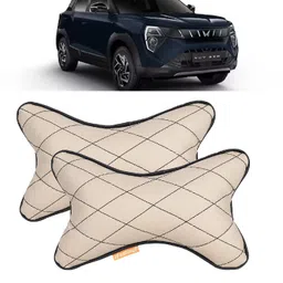 autofit Beige, Black Leather Car Pillow Cushion for Mahindra image 1