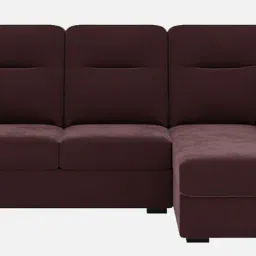 casacraft from pepperfry Hazelwood Velvet Fabric Fabric LHS Sectional Sofa (2 + Lounger) in Wine Red Color image 4