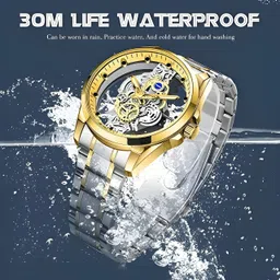 rylo Transparent Analog Watch - For Men Silver-Skeleton-01 image 3