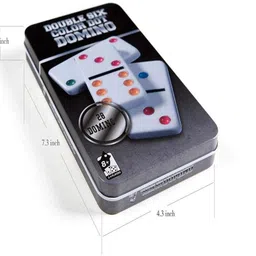 little mind Double Six 28-Piece Dominoes Set in Tin Case - Color Dot Educational Game 5+ image 5