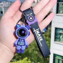 syshri new Kids' Grey Astronaut Keyring | Cute 3D Silicone Look Ring Design Key Chain image 1
