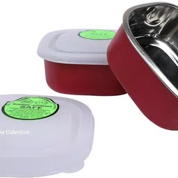 microwave safe stainless steel small square lunch container (Red, 350 ml) 2 Containers Lunch Box-image-14