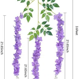 jj homes Artificial Wisteria Flower Vine 4 Pack Silk Long String Home Party Decor(White) Purple Westeria Artificial Flower image 3