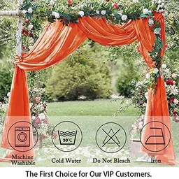 Windrop Solutions Orange Decoration Backdrop Curtain Background Wedding Parties 4x10Ft.| Set of 2 Reflector image 3