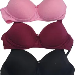 shuraim essentials Pack of 3 Women T-Shirt Lightly Padded Bra-picture-19