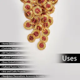 sharum crafts 3CM Gota Patti Flowers Craft Making (Red Gold) 100 Pieces image 3