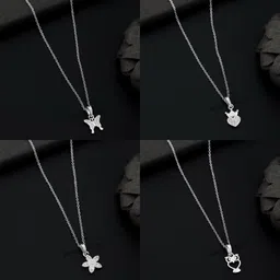 boghra sales combo pendant for girls Silver, Rhodium Diamond Silver, Alloy Pendant-picture-11