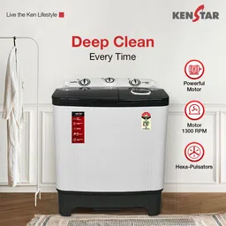 kenstar 6.5 Kg Swift Dry Lid Semi Automatic Top Load White, Grey image 3