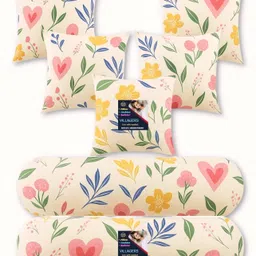 villagers Microfibre Bolster Pack of 7 Floral 5 Cushion and 2 Bolster-picture-19
