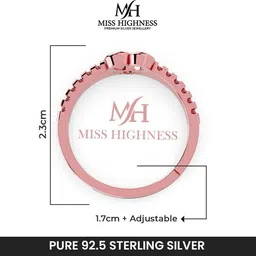 miss highness Heart-Shaped Cubicia Rose Gold Plated Adjustable Ring – Gift for Women & Girls, Silver Cubic Zirconia Gold Plated Ring image 2