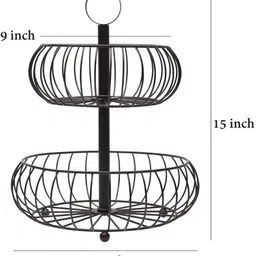 prime krafts 2 Tier Multipurpose Storage Organizer Basket Stand for Home and Kitchen, Iron Fruit & Vegetable Basket image 3