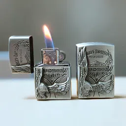 goofy giftings Harley Davidson Eagle Logo Silver Finish Windproof Refillable Metal With fuel All Purpose lighter Pocket Lighter-picture-20