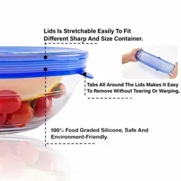 mobfest Silicone stretch glass lid sealing cover for various 8 inch Lid Set, Pack of 6 image 3