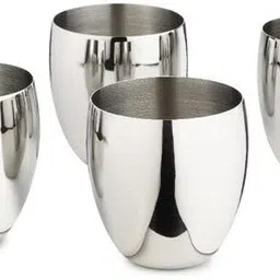 zorrow mart (Pack of 4) Stainless Steel Tumbler Glass Set for Drinking and Serving Water Glass Set Water/Juice Glass image 1