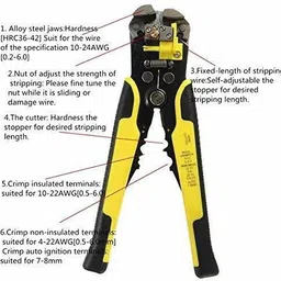 lipiworld 8-Inch Self-Adjusting Automatic Cable Cutter Crimper, 5 in 1 Multipurpose Tool Wire Stripping Cutting Pliers 10-24 AWG (0.2~6.0mm²) hand tools automatic wire stripper Manual Crimper image 2