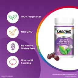 Centrum Sleep & Refresh - 30 Gummies|Melatonin, L-Theanine, Vitamin B3,B6 support Restful Sleep & Relief from Stress(100% Veg) image 4
