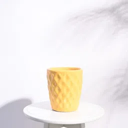 Yellow Ceramic Argyle Shape Desk Pot Planter by Ugaoo image 2