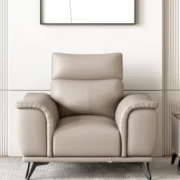 durian Coleman Leather 1 Seater In Beige Colour image 1