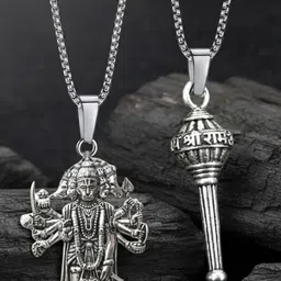 REVERSEA Panchmukhi Hanuman Gada Locket for Men Silver Sterling Silver-picture-15