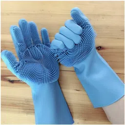 nksnimystore SiliconeGloves with Reusable Heat Resistant Tool for Cleaning,Dish Washing 1pair Wet Disposable Glove-picture-11