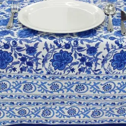 home spun & crafts Paladin (60x90) Blue & White Cotton Table Cloth image 5