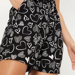 Printed Women Black Casual Shorts-image-80