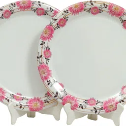 globenox Pack of 2 Melamin Heavy Melamine Plate Dinner Set Pack of 2 Pink Floral Design Dinner Set-picture-19