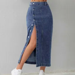 nibiha Women Washed Straight Blue Skirt-picture-30