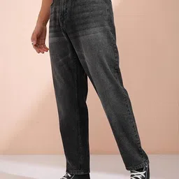 hoker Men Relaxed Fit Mid Rise Dark Grey Jeans image 3