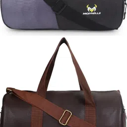 monvelli 20 L Gym Duffel Bag - GYM DUFFLE BAG FOR INDOOR OUTDOOR SPORTS - Black, Grey, Brown-picture-27