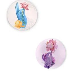 Round Multicolour Lively Lotus And Colors Canvas Set Of 2 Art Print By The Artment image 2