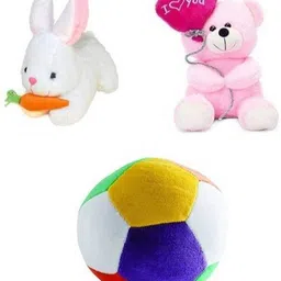 abhishek trading company Combo Offer Balloon Teddy Soft Toys with 1 Football soft toys with Cute Rabbit for Kids Combo Pack of 3 - 30 cm (Multicolor)- 30 cm-picture-29