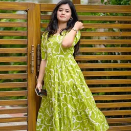 vcj Women Floral Print Pure Cotton Flared Kurta-picture-28