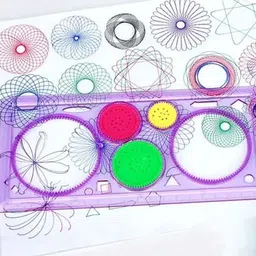womaniyaa 3-in-1 Geometric Stencils & Spirograph Ruler with Moti Pencils|Return Gift Stencil Machine image 4