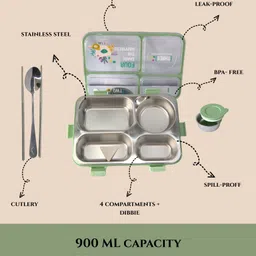 trendzyhand Leakproof 4 Compartment Lunch Box with Spoon and Fork | lunch boxes for office 4 Containers Lunch Box image 2
