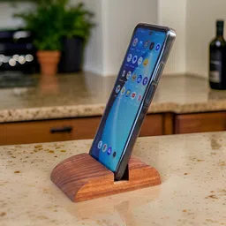 CraftOnline Wooden Table Mount Mobile Stand for Table, Bed, Mobile Stand Brown Mobile Holder image 2