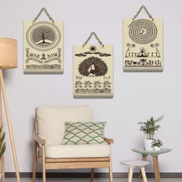 artvibes Folk Dance & Nature Heritage Warli Wall Art Wall Hanging (WH_9695N) Pack of 3 image 2