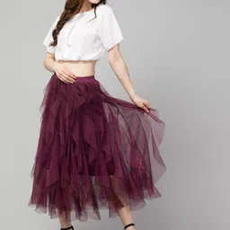 sukhharta Women Solid Flared Brown Skirt-picture-16