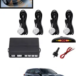 maties 4Pcs White Reverse Parking Sound Warning sensor for car Protection-154 Car Reverse Parking White 4 Sensor With LED Display/Buzzer -154 Parking Sensor-picture-15