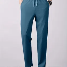 Men Solid Blue Track Pants-image-37