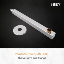 ibey 15 Inch 304 SS Square Shower Arm | Wall-Mounted Pipe for Overhead Showers Fixed Mount image 2