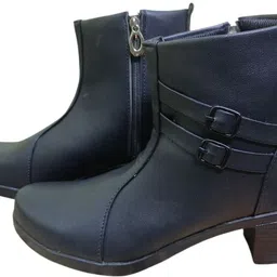 Step4U Women Brown Ankle Boots with Side Zip & Metal Buckle | Stylish Heel Boot Boots For Women image 3